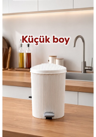 Porsima 0709-1 Stil 3lü Yuvarlak Pedallı İçi Kovalı Çöp Kovası Seti - Banyo Mutfak Çöp Kovası Takımı Beyaz