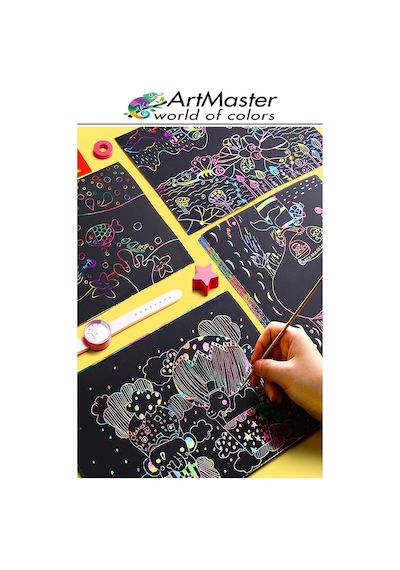 Gökkuşağı Kazıma Kağıdı Sihirli A4 10 Yaprak 1 Paket 20x30 Cm Sihirli Kazıma Kağıt Siyah Rainbow Paper Resim