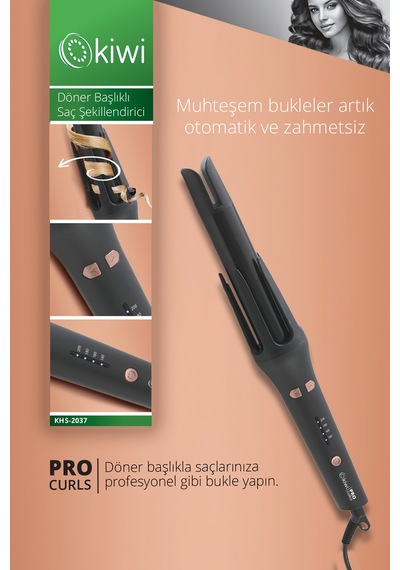 Kiwi Khs-2037 Döner Başlıklı Saç Şekillendirici Siyah