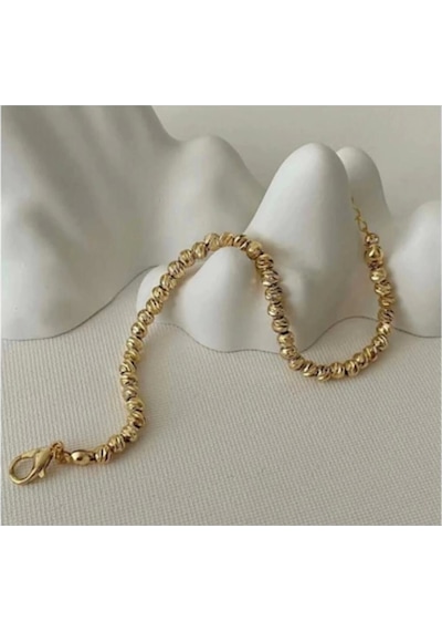 Minimal Dorika Boncuklu Modern Trend Gold Çelik Bileklik Çok Renkli