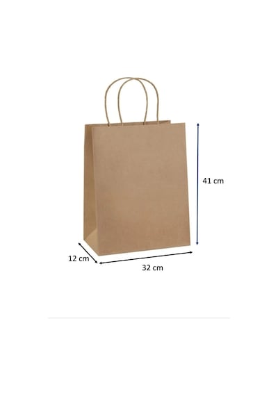 4 Adet Saplı Kraft Çanta 32 X 12 X 41 Cm Kağıt Poşet Çanta, Hediyelik Poşet