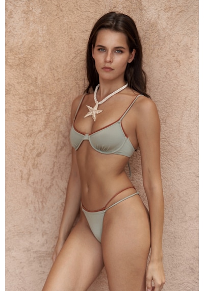 Mai Collection Mai Studios Co. Dharma Renk Bloklu Yeşil Bikini Üstü Yeşil