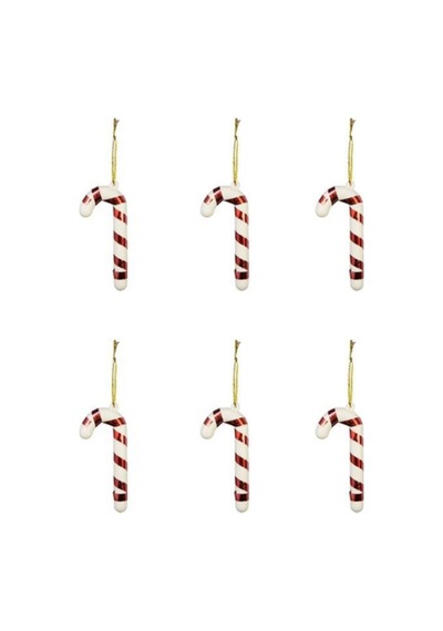 Yılbaşı Süsü 6'lı Mini Baston Kırmızı Beyaz 8 Cm
