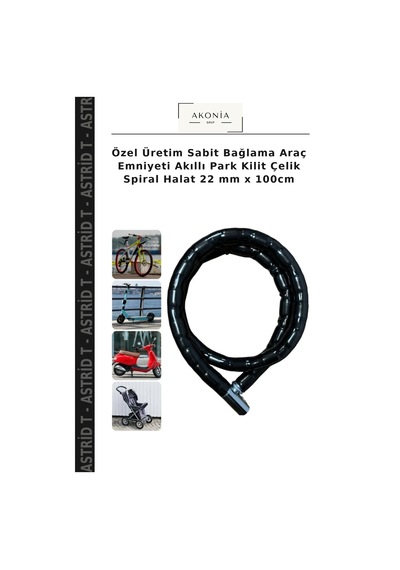 Özel Üretim Sabit Bağlama Araç Emniyeti Akıllı Park Kilit Çelik Spiral Halat 22 Mm X 100cm