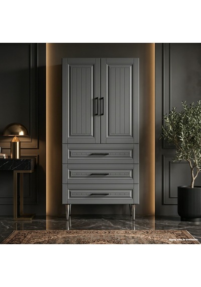 Avignon Çok Amaçlı Dolap 60 Cm 2 Kapak 3 Çekmece Soft Antrasit - Çok Amaçlı Kiler Dolabı Gri Avignon Çok Amaçlı Dolap 60 Cm 2 Kapak 3 Çekmece Soft Antrasit - Çok Amaçlı Kiler Dolabı Gri