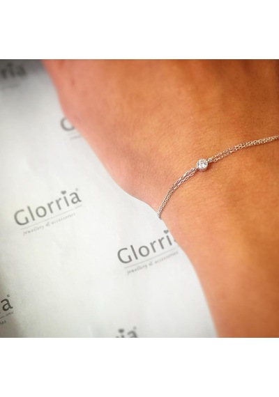Glorria Altın Tektaş Bileklik N11.17298 Beyaz Altın