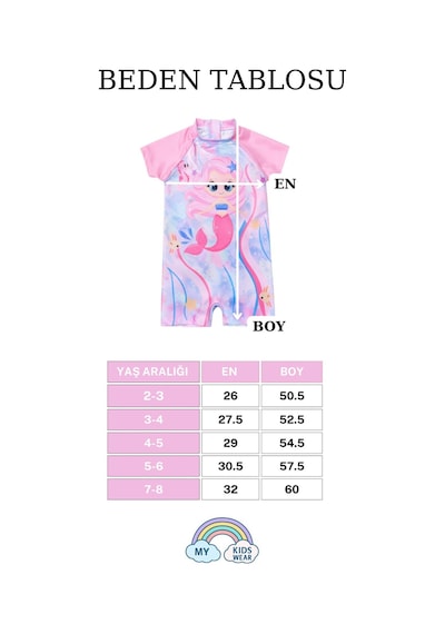 My Kids Wear Kız Çocuk Deniz Kombini 3 Lü Set Mayo, Havlu Ve Bone 12580 Beyaz - Mor