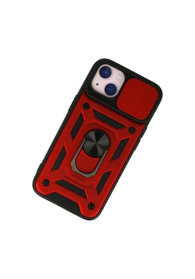 Apple iPhone Uyumlu  15 Uyumlu Kılıf Pars Lens Yüzüklü Silikon - Kırmızı