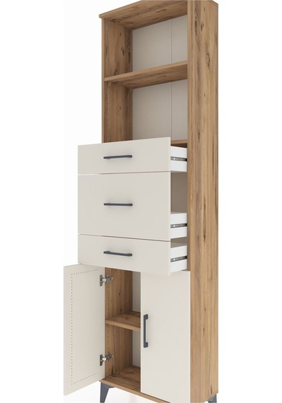 Arges Dolap 3 Raflı 3 Çekmeceli 2 Kapaklı 60x30x221 Çam-aytaşı Atlas Çam