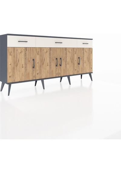 Arges Konsol 3 Raflı 3 Çekmeceli 4 Kapaklı 176x30x83 Antrasit-çam/aytaşı Çam/aytaşı Arges Konsol 3 Raflı 3 Çekmeceli 4 Kapaklı 176x30x83 Antrasit-çam/aytaşı Çam/aytaşı