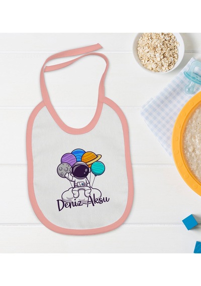 BK Kids Kişiye Özel Pembe Bebek Mama Önlüğü - Model 192 Pembe
