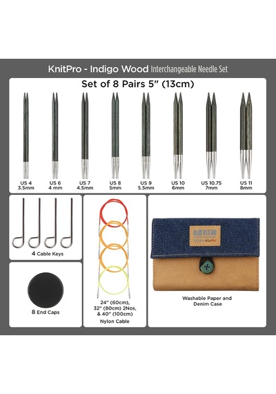 Knitpro - Değiştirilebilir İğne Setiwood Indigo - 1 Set