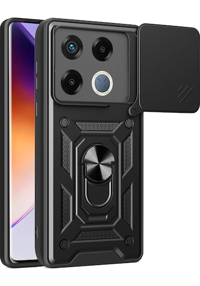 Apsuwa İnfinix Gt 20 Pro Kılıf Pars Yüzüklü Standlı Darbe Korumalı Siyah