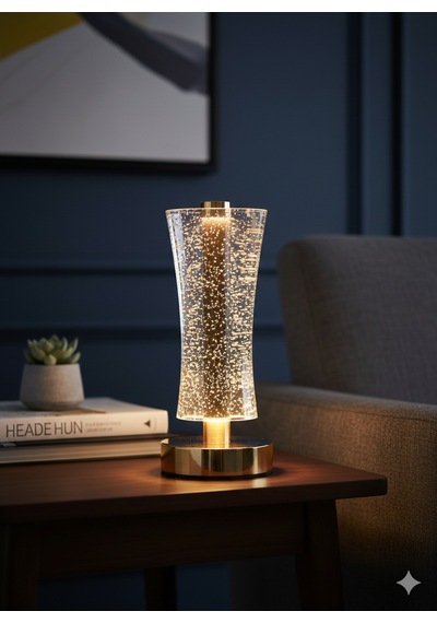 Şarjlı Dekoratif Camlı Masa Lambası - 3 Modlu Led Aydınlatma Renkli