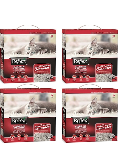 Reflex Granül Aktif Karbonlu İnce Topaklaşan Bentonit Kedi Kumu 4 x 6 L