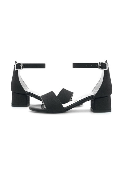 Hapshoe Lilo Simli Siyah Tek Bantlı Kız Çocuk Topuklu Abiye Ayakkabı Siyah