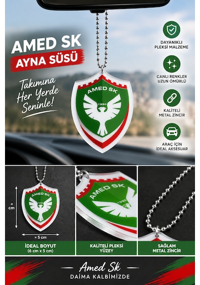 Amed Spor Amed Sk Ayna Süsü Pleksi Araba Dikiz Aynası Süsü Taraftar Aksesuarı