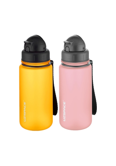 Uzspace 2'li Pipetli Tritan Matara Seti 400 Ml Fiftyfifty -3024seta Turuncu-Pudra