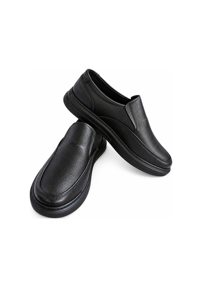 Yalçın Erkek Siyah Suni Deri Bağcıksız Loafer Ayakkabı Dokulu Yüzey, Dikiş Detaylı Kalın Taban Siyah - 933533797 Siyah