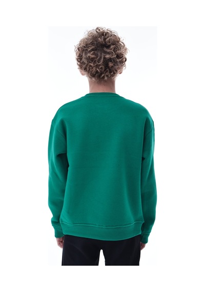 Yeşil Erkek Çocuk Sweat Pamuklu Rahat Kalıp Basic Uzun Kollu Yeşil