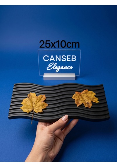 25x10 Cm Siyah Dalgalı Tepsi Dekoratif Sunumluk Tabak