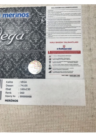 Merinos Halı Vega 74105 060 Serisi Akrilik Salon Oturma Yatak Odası Halısı Krem