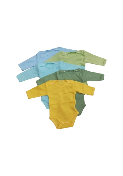 Özdemirli Bebe Uzun Kollu Çıtçıtlı Badi Bisiklet Yaka Body Zıbın (5li Paket)