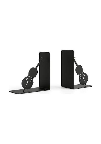 Çello Figürlü Metal Kitap Tutucu 2 Li Set Müzik Temalı Dekoratif Kitaplık Düzenleyici