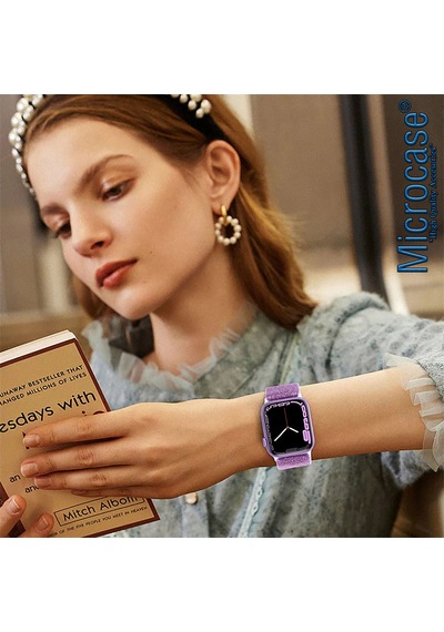 Apple Uyumlu  Watch Ultra 49 MM Simli Esnek Hasır Örgü Kordon Kayış-KY44-2