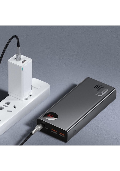 Baseus Adaman 65W 20.000 Mah Telefon Tablet Apple Uyumlu MacBook Dijital Ekran-Siyah