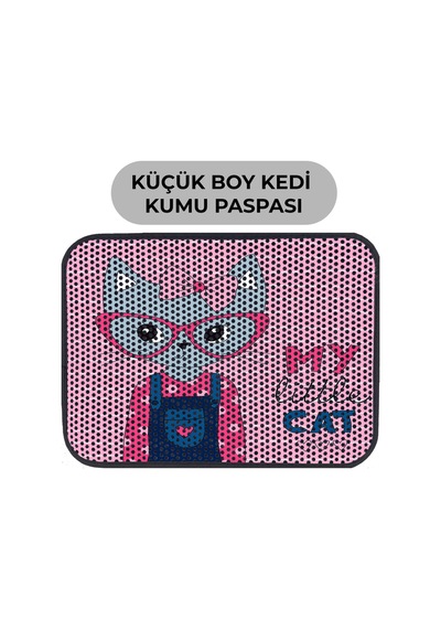Renkli Desenli Elekli Kedi Tuvalet Önü Paspası 45 X 60 Cm Küçük Pembe - 834019647