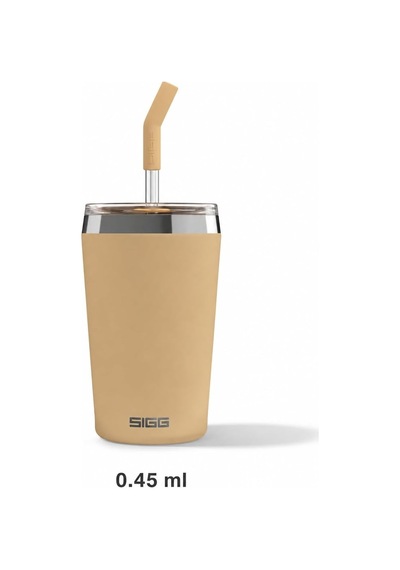 Helia Termos Bardak, 0,45l, Çift Cidarlı Çelik, Cam Pipetli, Somon Renk Çok Renkli