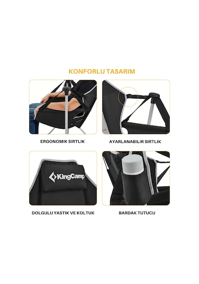 Kingcamp Orchid Salıncaklı Katlanır Kamp Sandalyesi Black/grey Gri - Siyah