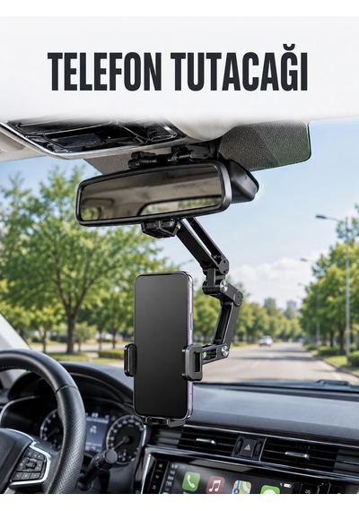 Hubrendy Tekno Araç Dikiz Aynası Telefon Tutucu Ayarlanabilir Katlanabilir Navigasyon Telefon Standı Diğer