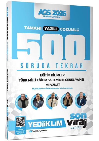 Yediiklim 2026 Yeni Ags Son Viraj Serisi Eğitim Bil.-türk Milli Eğitim Sistemi-mevzuat Tamamı Yazılı Çözümlü 500 Soruda Genel Tekrar Kampı