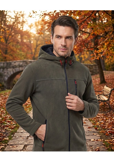 Luxıc Core Erkek Kapüşonlu Füme Polar 3 Cepli Fermuarlı Sıcak Tutan Kışlık Outdoor Hoodie Günlük Stilpro