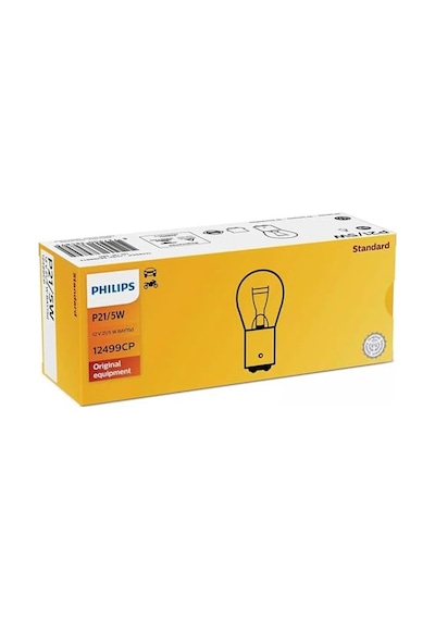 Philips P21/5w 12v Bay15d Stop/park Lambası, 10'lu Paket, 12499cp Açık