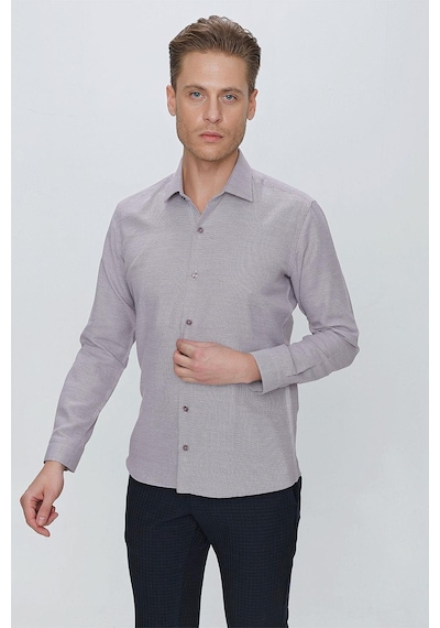 Efor Gk 672 Slim Fit Bordo Klasik Gömlek Bordo