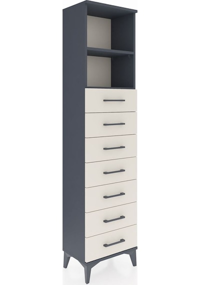 Arges Dolap 2 Raflı 7 Çekmeceli 44x30x182 Antrasit-aytaşı Antrasit