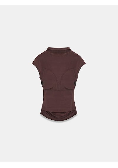 Dilvin 33211 Bra-free Büzgü Detaylı Top Koyu Kahve