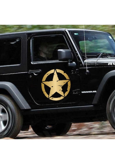Askeri Yıldız Sticker - 4x4 Off Road Adventure Kamp Avcı Sticker - Araba Oto Motosiklet Karavan Sticker - 00677 15x15 Cm