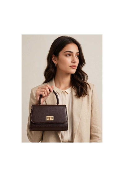 Names Bag Aura-gold Kilitli Tek Saplı Kadın Mini El Ve Omuz Çantası Kahverengi
