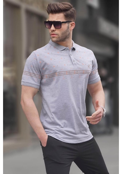 Madmext Gri Erkek Polo Yaka Tişört 6077-gri Gri