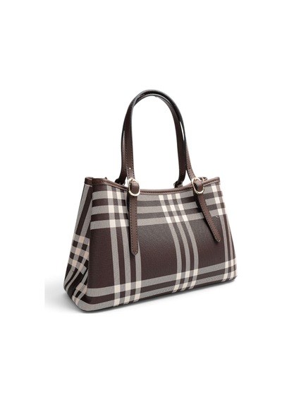 Silver & Polo Silver Polo Kahve - Kahve Çizgili Ekose Kadın El Çantası Sp1252 Kahverengi