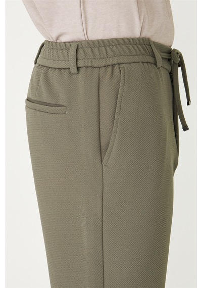 Haki Modern Kesim Bağcıklı Smart Casual Jogger Pantolon Haki