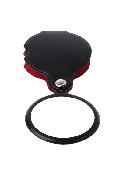 6X Mini Cep Katlanır Büyüteç Deri Kılıflı Cam Lensli 45 Gr Okuma