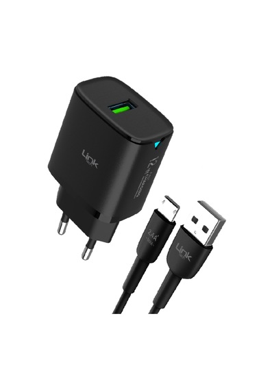 Linktech C301 Safe 12W Micro USB Kablolu Hızlı Şarj Cihazı Seti Siyah 1 Adet