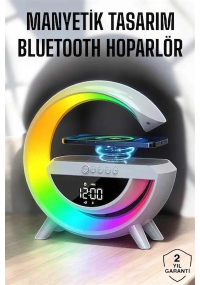 Hubrendy Tekno Bluetooth Hoparlör Dijital Göstergeli Wireless Şarj Rgb Işıklı