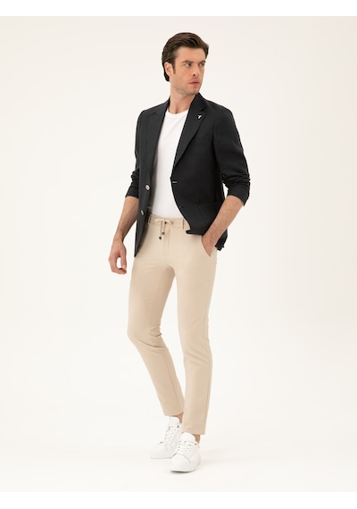 Cacharel Siyah Slim Fit %100 Keten Ceket