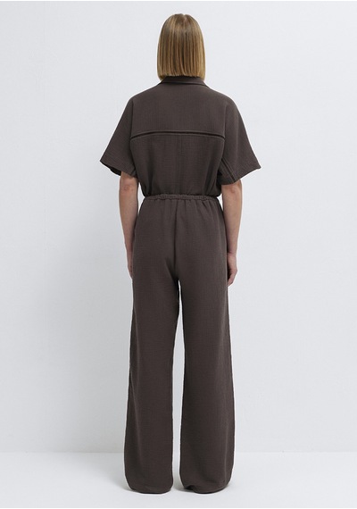 Mavi - Kahverengi Geniş Paça Pantolon 1011200-71603